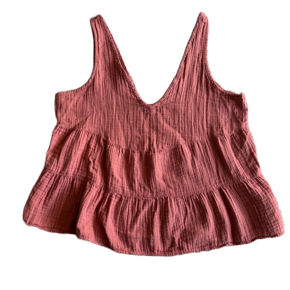 Gap M dusty pink/coral sleeveless V-neck flowy top 100% cotton